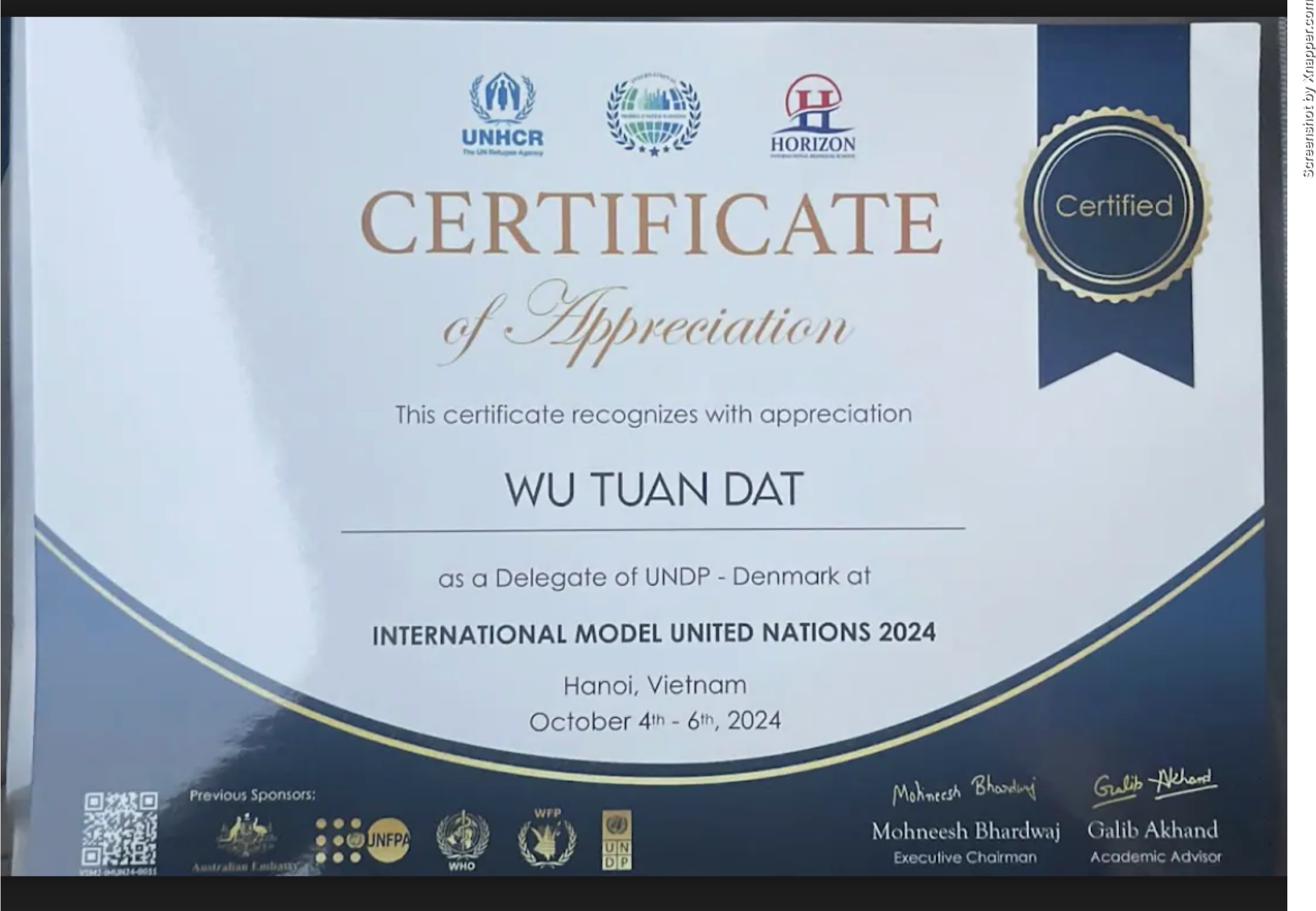 Denmark at International Model United Nations 2024