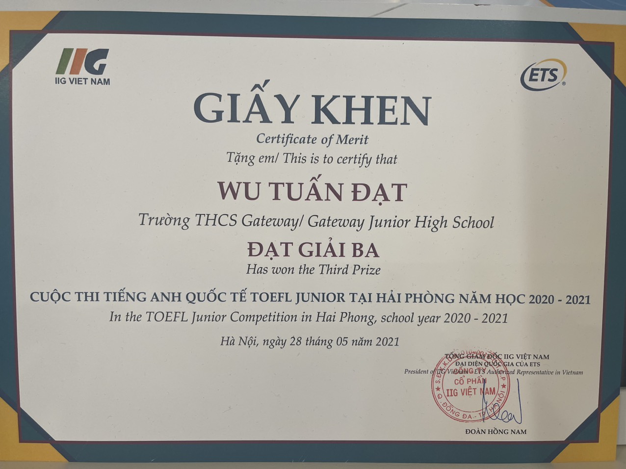 TOEFL Junior Competition in Hai Phong, school year 2020 - 2021